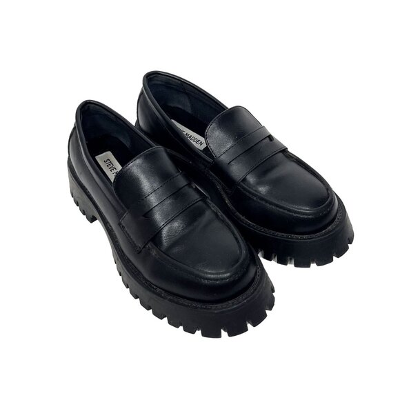 Steve Madden Barb Black Mary Jane Loafers Black | Sz 6.5 | Lug Heel | Chunky - Picture 4 of 7